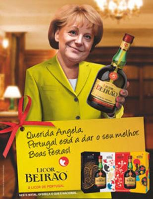 Publicité liqueur Beirao au Portugal pour les fêtes de fin d'année 2011- L’Europe (l'Allemagne), ça saoule !