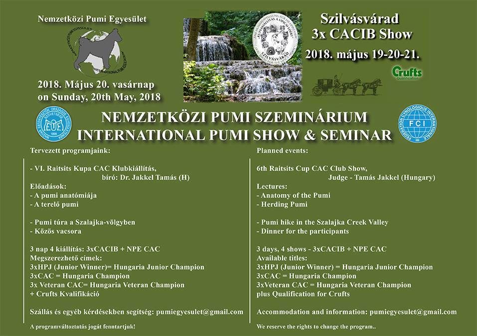 Nemetközi Pumi Szeminárium - International Pumi Show and Seminar - Szilvásvárad 19/20/21 may 2018