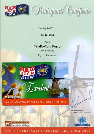 Felallo-Fulu Forro - Participants Certificate - The FCI centenanry European Dog Show 2011 - 04/09/2011