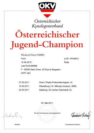 Pumi FELALLO-FULU FORRO : Österreichischer Jugend-Champion
