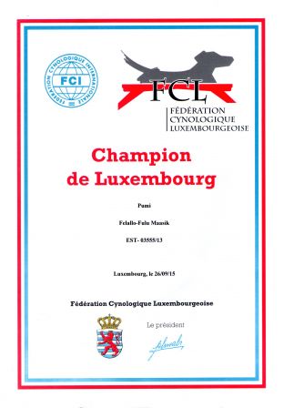 Champion de Luxembourg de Beauté - Felallo-Fulu Maasik
