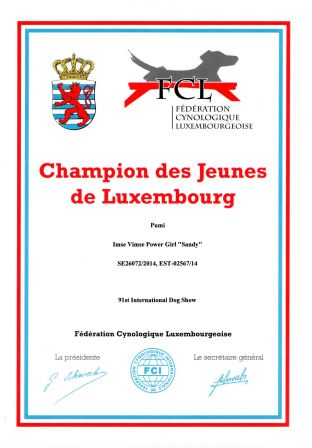Champion des Jeunes de Luxembourg de Beauté - Imse VIMSE Power Girl "Sandy"