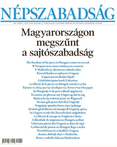 "La liberté de la presse touche à sa fin en Hongrie."  janvier 2011