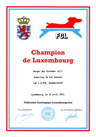 Ribarrouy du Val Soannan - Champion de Luxembourg